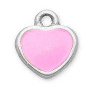 Bedels van Stainless steel Roestvrij staal (RVS) heart Silver-pink
