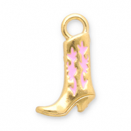 Bedels van Stainless steel Roestvrij staal (RVS) cowboy boot Gold-pink