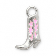 Bedels van Stainless steel Roestvrij staal (RVS) cowboy boot Silver-pink