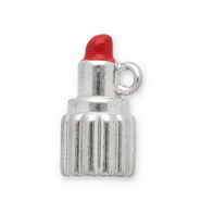Bedels van Stainless steel Roestvrij staal (RVS) lipstick Silver-red