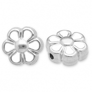 Kralen van Stainless steel Roestvrij staal (RVS) flower Silver-white
