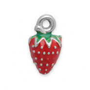 Bedels van Stainless steel Roestvrij staal (RVS) strawberry Silver-red-green