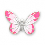 Kralen van Stainless steel Roestvrij staal (RVS) butterfly Silver-pink-white