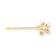 Haaraccessoires schuifspeld flower with imitation pearl Gold-white