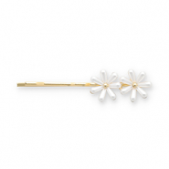 Haaraccessoires schuifspeld daisies Gold-white