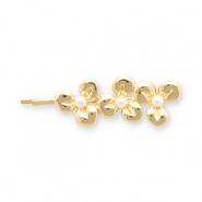 Haaraccessoires schuifspeld flowers with imitation pearls Gold-white