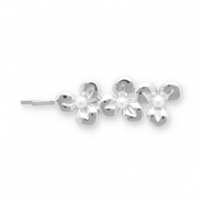 Haaraccessoires schuifspeld flowers with imitation pearls Silver-white