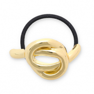 Haaraccessoires haarelastiek met metaal knot Gold-black