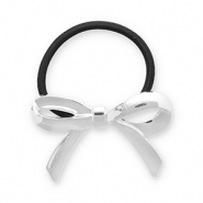 Haaraccessoires haarelastiek met metaal bow Silver-black