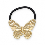 Haaraccessoires haarelastiek met metaal butterfly Gold-black