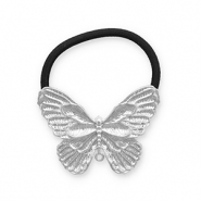 Haaraccessoires haarelastiek met metaal butterfly Silver-black