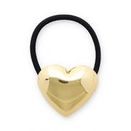 Haaraccessoires haarelastiek met metaal heart Gold-black