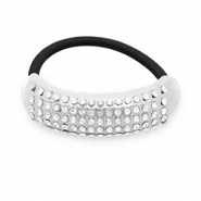 Haaraccessoires haarelastiek met metaal with strass Silver-black-transparent