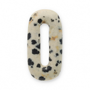 Hangers van natuursteen dalmatian stone ovaal Greige-black-brown