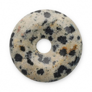 Hangers van natuursteen dalmatian stone donut 16mm Greige-black-brown