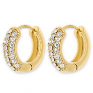 Oorbellen van Stainless steel Roestvrij staal (RVS) creolen with strass Gold-transparent