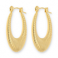 Oorbellen van Stainless steel Roestvrij staal (RVS) creolen oval Gold