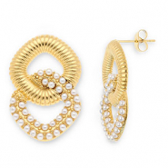 Oorbellen van Stainless steel Roestvrij staal (RVS) oorstekers Gold-white