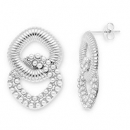 Oorbellen van Stainless steel Roestvrij staal (RVS) oorstekers Silver-white