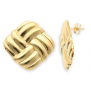 Oorbellen van Stainless steel Roestvrij staal (RVS) oorstekers square Gold