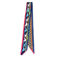 Bandana sjaal with horses Blue-red-yellow