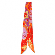 Bandana sjaal with flower Orange-lilac-red