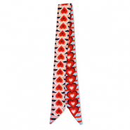 Bandana sjaal with hearts Light blue-red-light pink