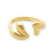 Ringen van Stainless steel Roestvrij staal (RVS) hearts Gold