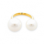 Ringen van Stainless steel Roestvrij staal (RVS) pearls Gold-white
