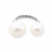 Ringen van Stainless steel Roestvrij staal (RVS) pearls Silver-white