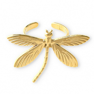 Ringen van Stainless steel Roestvrij staal (RVS) dragonfly Gold