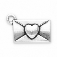 Metaal bedels DQ envelope with heart Antiek zilver (nikkelvrij)