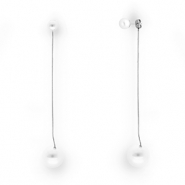 Oorbellen van Stainless steel Roestvrij staal (RVS) oorstekers with imitation pearls Silver