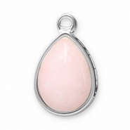 Bedels van Stainless steel Roestvrij staal (RVS) natuursteen drop Silver-pink