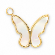 Bedels van Stainless steel Roestvrij staal (RVS) schelp butterfly Gold-white