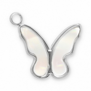 Bedels van Stainless steel Roestvrij staal (RVS) schelp butterfly Silver-white