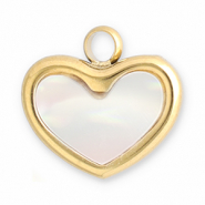 Bedels van Stainless steel Roestvrij staal (RVS) schelp heart Gold-white