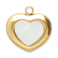 Bedels van Stainless steel Roestvrij staal (RVS) schelp heart Gold-white