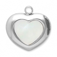 Bedels van Stainless steel Roestvrij staal (RVS) schelp heart Silver-white