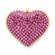 Bedels van Stainless steel Roestvrij staal (RVS) heart Gold-dark pink