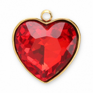 Bedels van Stainless steel Roestvrij staal (RVS) facet heart Gold-red