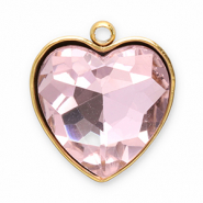 Bedels van Stainless steel Roestvrij staal (RVS) facet heart Gold-pink