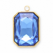 Bedels van Stainless steel Roestvrij staal (RVS) facet rectangle Gold-dark blue