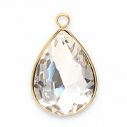 Bedels van Stainless steel Roestvrij staal (RVS) facet drop Gold-crystal