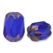 Tsjechische kralen FPB oval 6x4mm Dark sapphire-bronze