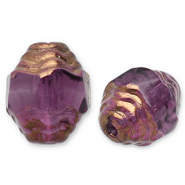 Tsjechische kralen FPB oval 7x6mm Amethyst-bronze