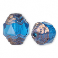 Tsjechische kralen FPB oval 7x6mm Aqua-bronze