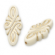 Kralen van acryl rhombus arabesque Off white-gold