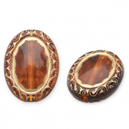 Kralen van acryl oval Cognac brown-gold