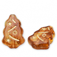 Kralen van acryl christmas tree Cognac brown-gold